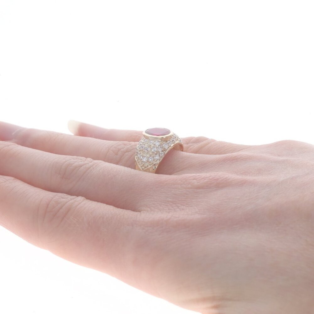 Yellow Gold Lab-Created Ruby & Cubic Zirconia Rin… - image 4